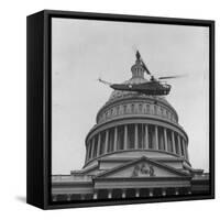 First Successful Us Army Helicopter Designed by Igor Sikorsky Flying Past the Capitol Dome-J^ R^ Eyerman-Framed Stretched Canvas