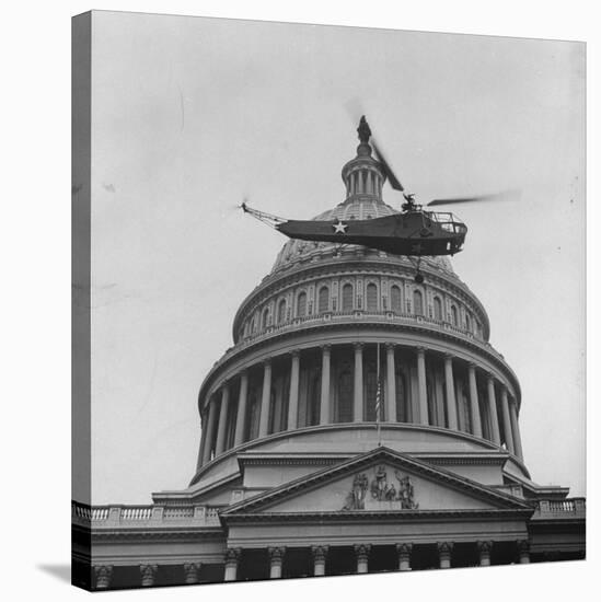 First Successful Us Army Helicopter Designed by Igor Sikorsky Flying Past the Capitol Dome-J^ R^ Eyerman-Stretched Canvas