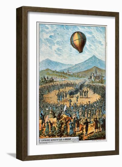 First Test Flight of a Hot Air Balloon at Annonay, France, 4 June, 1783-null-Framed Giclee Print