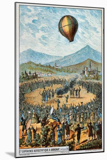 First Test Flight of a Hot Air Balloon at Annonay, France, 4 June, 1783-null-Mounted Giclee Print