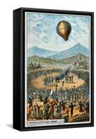 First Test Flight of a Hot Air Balloon at Annonay, France, 4 June, 1783-null-Framed Stretched Canvas
