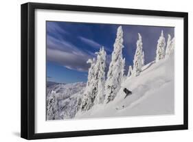 First Tracks on Evans Heaven on Sunny Powder Morning at Whitefish Mountain Resort, Montana-Chuck Haney-Framed Photographic Print