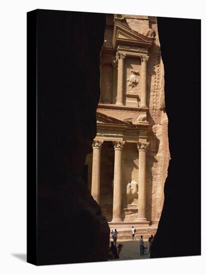 First View of Petra at the End of the Siq Entrance Gorge, Petra, Jordan, Middle East-Waltham Tony-Stretched Canvas