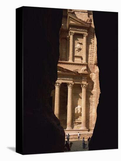 First View of Petra at the End of the Siq Entrance Gorge, Petra, Jordan, Middle East-Waltham Tony-Stretched Canvas