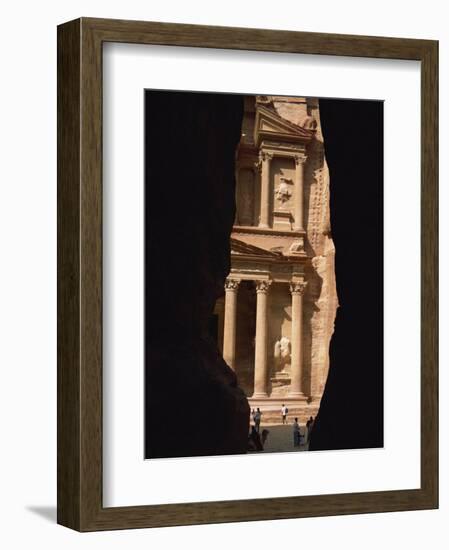 First View of Petra at the End of the Siq Entrance Gorge, Petra, Jordan, Middle East-Waltham Tony-Framed Photographic Print