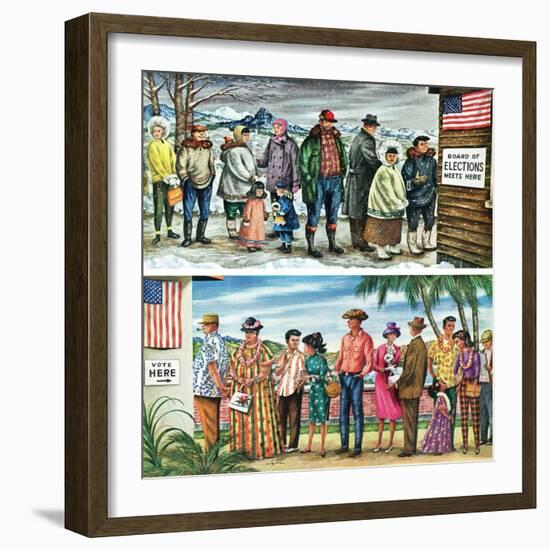 "First Vote in the New States," November 12, 1960-Constantin Alajalov-Framed Giclee Print