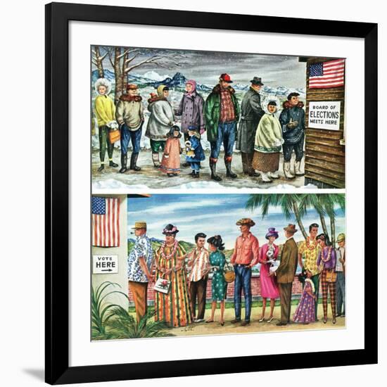 "First Vote in the New States," November 12, 1960-Constantin Alajalov-Framed Giclee Print