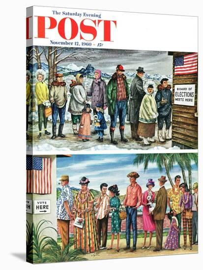 "First Vote in the New States," Saturday Evening Post Cover, November 12, 1960-Constantin Alajalov-Stretched Canvas