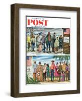 "First Vote in the New States," Saturday Evening Post Cover, November 12, 1960-Constantin Alajalov-Framed Giclee Print