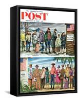 "First Vote in the New States," Saturday Evening Post Cover, November 12, 1960-Constantin Alajalov-Framed Stretched Canvas