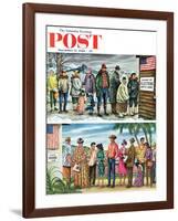 "First Vote in the New States," Saturday Evening Post Cover, November 12, 1960-Constantin Alajalov-Framed Giclee Print