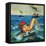 First Woman to Swim the Channel: Gertrude Ederle-English School-Framed Stretched Canvas