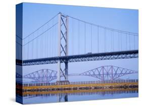 Firth of Forth Bridges, 1964 Road Suspension Bridge, 1890 Rail Bridge, Scotland, UK-Anthony Waltham-Stretched Canvas