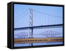 Firth of Forth Bridges, 1964 Road Suspension Bridge, 1890 Rail Bridge, Scotland, UK-Anthony Waltham-Framed Stretched Canvas