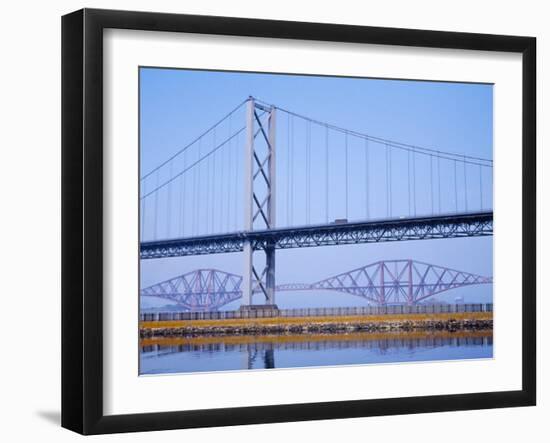 Firth of Forth Bridges, 1964 Road Suspension Bridge, 1890 Rail Bridge, Scotland, UK-Anthony Waltham-Framed Photographic Print