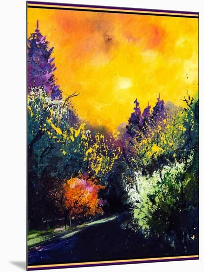 Firtrees and sun-Pol Ledent-Mounted Art Print