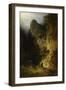 Fischender Moench Mit Kindern in Einer Felsschlucht-Carl Spitzweg-Framed Giclee Print