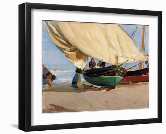 Fischer, verankerte Boote, Valencia-Joaquin Sorolla-Framed Giclee Print