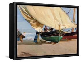 Fischer, verankerte Boote, Valencia-Joaquin Sorolla-Framed Stretched Canvas