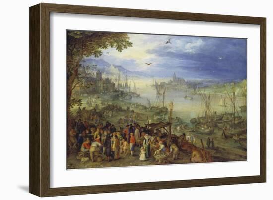Fischmarkt Am Ufer Eines Flusses, 1605-Jan Brueghel the Elder-Framed Giclee Print