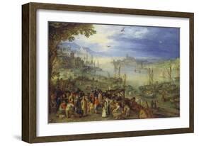 Fischmarkt Am Ufer Eines Flusses, 1605-Jan Brueghel the Elder-Framed Giclee Print