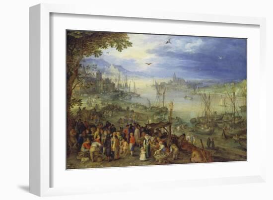 Fischmarkt Am Ufer Eines Flusses, 1605-Jan Brueghel the Elder-Framed Giclee Print