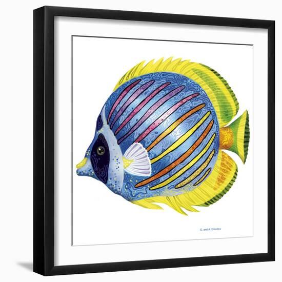 Fish 1 Blue-Yellow-Olga And Alexey Drozdov-Framed Premium Giclee Print