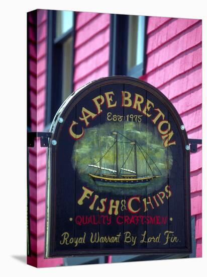 Fish and Chips Sign, Cape Breton, Sydney, Nova Scotia, Canada-Greg Johnston-Stretched Canvas