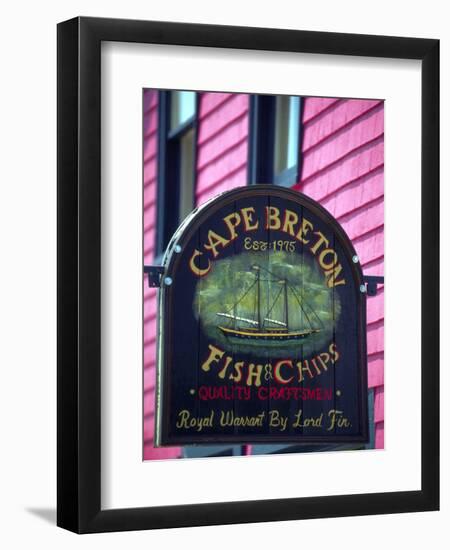 Fish and Chips Sign, Cape Breton, Sydney, Nova Scotia, Canada-Greg Johnston-Framed Premium Photographic Print