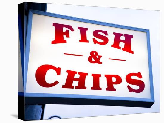 Fish and Chips Sign in Conwy, Clwyd, Wales, United Kingdom, Europe-Donald Nausbaum-Stretched Canvas
