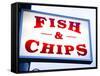 Fish and Chips Sign in Conwy, Clwyd, Wales, United Kingdom, Europe-Donald Nausbaum-Framed Stretched Canvas
