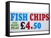 Fish and Chips with Mushy Peas Sign, England, United Kingdom-David Wall-Framed Stretched Canvas
