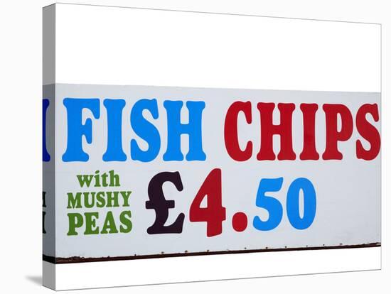 Fish and Chips with Mushy Peas Sign, England, United Kingdom-David Wall-Stretched Canvas