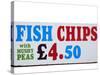 Fish and Chips with Mushy Peas Sign, England, United Kingdom-David Wall-Stretched Canvas