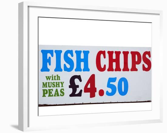 Fish and Chips with Mushy Peas Sign, England, United Kingdom-David Wall-Framed Photographic Print