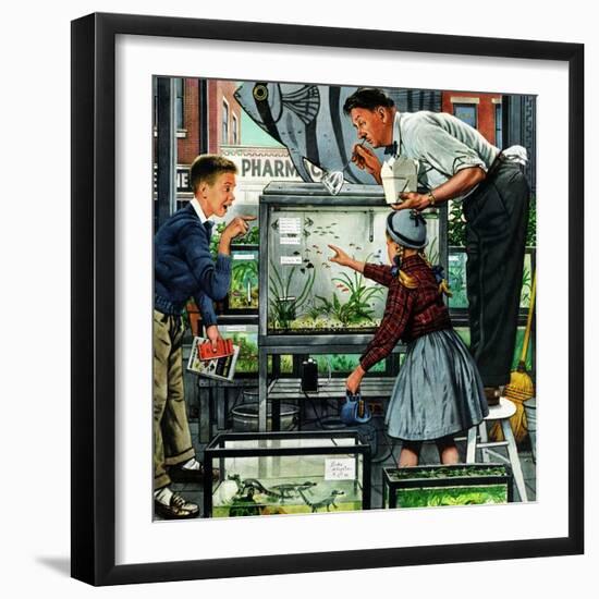 "Fish Aquarium", October 30, 1954-Stevan Dohanos-Framed Premium Giclee Print