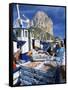 Fish Being Landed, Calpe, the Penyal d'Ifach Towering Above the Harbour, Alicante, Valencia, Spain-Ruth Tomlinson-Framed Stretched Canvas