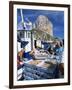 Fish Being Landed, Calpe, the Penyal d'Ifach Towering Above the Harbour, Alicante, Valencia, Spain-Ruth Tomlinson-Framed Photographic Print