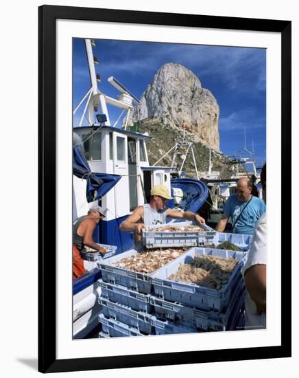 Fish Being Landed, Calpe, the Penyal d'Ifach Towering Above the Harbour, Alicante, Valencia, Spain-Ruth Tomlinson-Framed Photographic Print