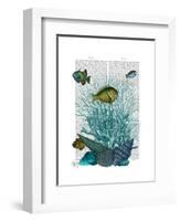 Fish Blue Shells and Corals-Fab Funky-Framed Art Print