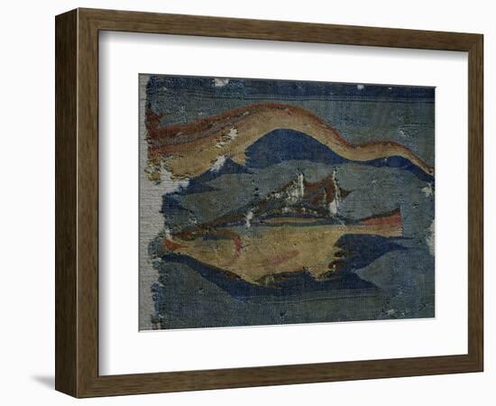 Fish, Detail from Decorated Fabric, Wool, from Antinoe, Egypt, Coptic Civilization-null-Framed Giclee Print