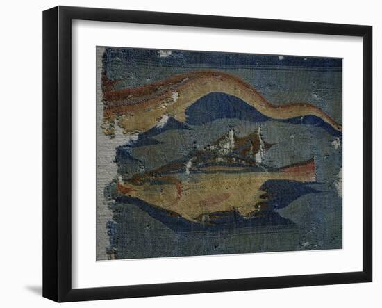 Fish, Detail from Decorated Fabric, Wool, from Antinoe, Egypt, Coptic Civilization-null-Framed Giclee Print