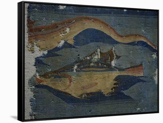 Fish, Detail from Decorated Fabric, Wool, from Antinoe, Egypt, Coptic Civilization-null-Framed Stretched Canvas