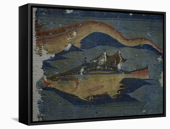 Fish, Detail from Decorated Fabric, Wool, from Antinoe, Egypt, Coptic Civilization-null-Framed Stretched Canvas