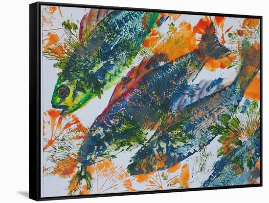 fish diving-jocasta shakespeare-Framed Stretched Canvas