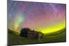 Fish-Eye Lens Composite of Aurora and Circumpolar Star Trails Above Ranch in Canada-Stocktrek Images-Mounted Photographic Print