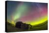 Fish-Eye Lens View of the Northern Lights Above an Old Ranch in Canada-Stocktrek Images-Stretched Canvas