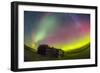 Fish-Eye Lens View of the Northern Lights Above an Old Ranch in Canada-Stocktrek Images-Framed Photographic Print