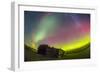 Fish-Eye Lens View of the Northern Lights Above an Old Ranch in Canada-Stocktrek Images-Framed Photographic Print