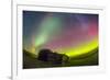 Fish-Eye Lens View of the Northern Lights Above an Old Ranch in Canada-Stocktrek Images-Framed Photographic Print